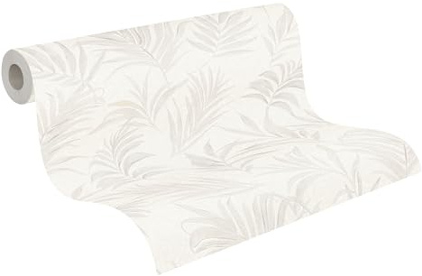 livingwalls CosmoLiving Non-Woven Wallpaper with Jungle Design in White, Cream – 10,05 x 0,53 m Patterned Wallpaper by Cosmopolitan – 791081