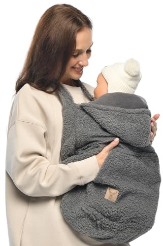MijaCulture Housse de transport M025 Teddy - Housse universelle pour porte-bébé, écharpe et cape - Couverture chaude pour bébé (gris)