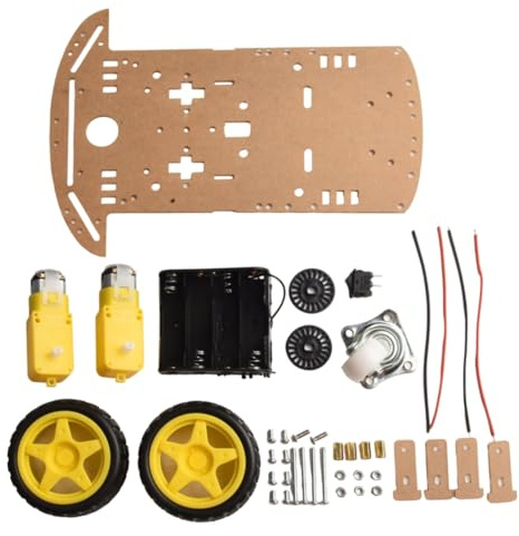 Helilyco 2WD Smart Robot Car Châssis Kit avec encodeur de vitesse et boîtier de batterie pour Arduino, 2 moteurs, plastique + métal, 20 x 10 cm, pour apprentissage éducatif et projets de bricolage