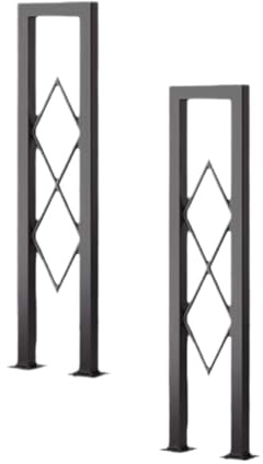 Balaustres metálicos negros – Pasamanos decorativos con diseño geométrico hueco de diamante – Postes de montaje en suelo for escaleras interiores y porche(2 pcs,H-90cm)