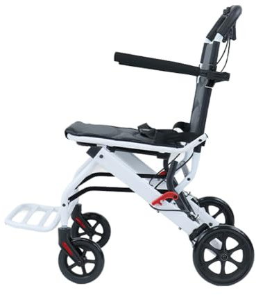 Vikbar rullstol, lätt 8,2 kg, ultralätt reserullstol av kolstål, transportrullstol med handbroms, PU-hjul, säkerhetsbälte, upp till 91 kg, för äldre och vuxna A