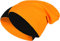 2 in 1 Wendemütze - Reversible Slouch Long Beanie Jersey Baumwolle elastisch Unisex Herren Damen Mütze Heather in 24 (8) (Black/Orange)