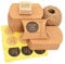 Okaytec 100 Kraftpapier Schachtel Papier Schachteln klein Gastgeschenke Hochzeit mit Juteschnur 60M und Schön dass Du da bist Stempel und 102 Stk Aufkleber für Süßigkeiten Schmuck DIY