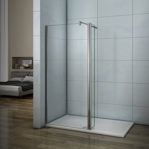 130x200cm Walk in Duschwand Duschtrennwand 8mm Easy-clean Nano Glas Duschabtrennung mit 30cm Flipper Panel