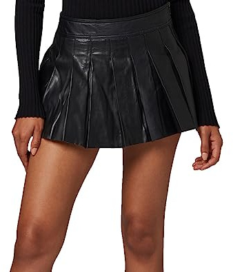 Lederrock Janet Damen echtem Lamm Nappa Leder Minirock Partyrock (Schwarz, 2XL)