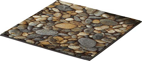 Erwin Müller WC-Vorlage ohne Ausschnitt Steine, Stein-Optik - rutschhemmend, angenehme, sichere Florhöhe, für Fußbodenheizung geeignet - grau Größe 50x50 cm