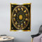 ABAKUHAUS Astrologie Wandteppich, Signs Kreis Sonne-Mond aus Weiches Mikrofaser Stoff Waschbar ohne Verblassen Digitaldruck, 110 x 150 cm, Dunkel Waldgrün Orange