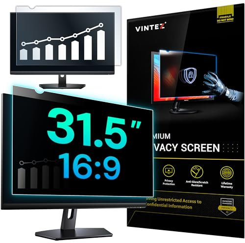 VINTEZ 31.5 Inch 16:9 Privacy Screen for Computer Monitor and Laptop - Anti Glare Protector Film Blue Light Filter Eye Protection - Computer Screen Privacy Shield, [1 Pack]