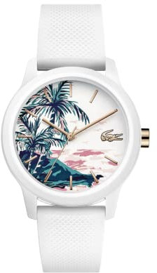 Lacoste Analog Quarzuhr für Damen Kollektion LACOSTE.12.12 Ladies mit Weisses Silikonarmband - 2001085