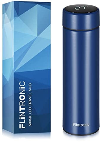 flintronic Bouteille isotherme en Acier Inoxydable 500ML, Tasse Pour Eau Chaude Avec Indicateur de Température à Ecran LCD, Bouteille Intelligente Pour Tasse Etanche