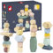 Janod - Bausteine aus Holz - Kollektion Sweet Cocoon - Baby- und Kleinkindspielzeug Farbe auf Wasserbasis - Stapelspiel - Entwicklung von Feinmotorik und Konzentration - Ab 2 Jahren, J04401