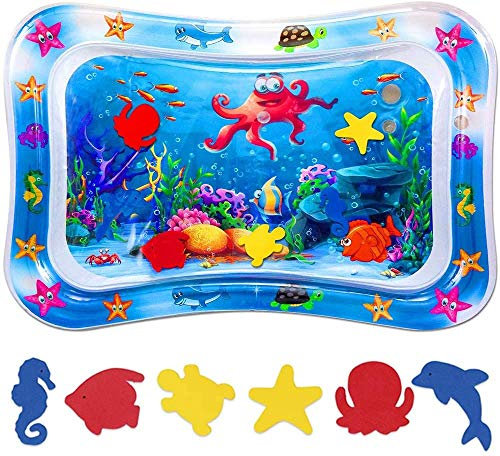 Sinwind Almohadilla Agua Inflable, Cojín de Agua Inflable para bebé, Colchones de Agua inflables de Tiempo Boca Abajo para bebés y niños pequeños, Estimulación del Crecimiento de Bebé
