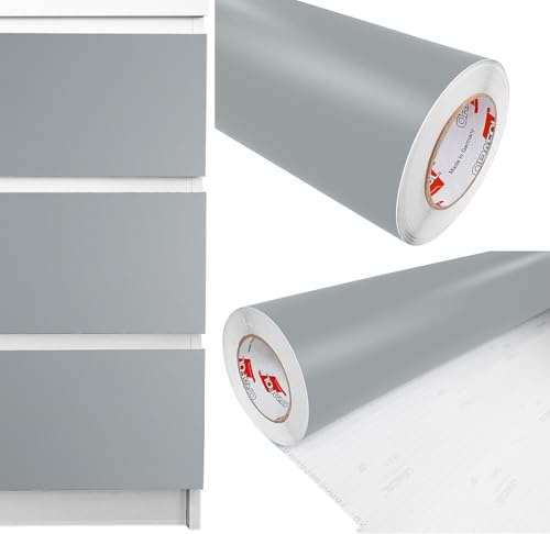 Möbelfolie selbstklebend 100x150 cm | Einfarbig Klebefolie für Möbel | Klebefolie Möbel - einfache Anwendung, ideal für die Renovierung von Küche oder Bad | Möbelfolie | Grau Matt