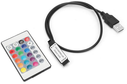 FTVOGUE 24 tasti RGB LED Light Strip Telecomando wireless Telecomando USB 6A Light Strip 5-24V(Line length 0.5 m)