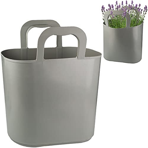 alles-meine.de GmbH 2 Stück Flexi & flexibel Modell + Farbwahl XL große - biegbare - Einkaufskörbe/Pflanztasche mit Henkel - grau hell - Einkaufstaschen Aufbewahrungsbehä..