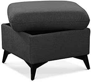 CAVADORE Hocker Lotta / Skandinavischer Stauraumhocker als Beistellhocker / leichte Fleckentfernung dank Soft Clean / 58 x 47 x 58 / Anthrazit