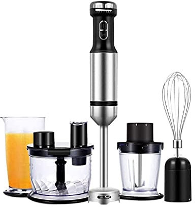 SMSOM Professional Immersion Hand Blender, Multi-Purpose 800W Handheld Blender with Large 1.2L Food Processor, 700ml Mixing Beaker, Whisk Attachments