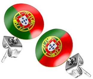 Taffstyle Boucles d'oreilles avec drapeau de football - Pour homme et femme - Portugal