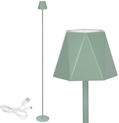 Clauss LED-Stehleuchte mit Akku via USB aufladbar, kabellos, mit Dimmer, aus Metall für Innen und Außen, IP54, grün, 10013