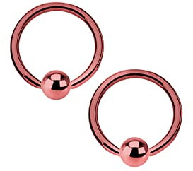 Chirurgenstahl Perlenringe mit Ionenbeschichtung, 14 Gauge, 1 Paar, Edelstahl, N A