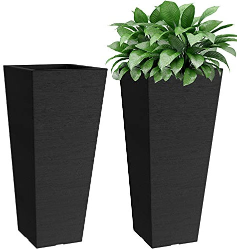 Verel Juego de 2 macetas Altas para Exteriores, macetas Grandes de 24 Pulgadas para Exteriores con macetas pequeñas, macetas rectangulares para Interiores y Exteriores para Puerta Delantera, Patio y