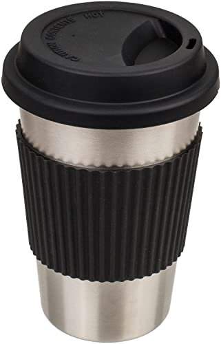 Kaffeebecher »TO GO« Edelstahl mit Silikonbanderole & Deckel 500 ml