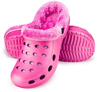 ESTRO Pantofole Donna Invernali Chiuse - Ciabatte Giardino Uomo Zoccoli Gomma con Pelo Zoccoli Donna Invernali A01 (41, Rosa)
