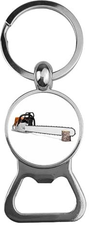 Schlüsselanhänger Glas - Kettensäge, Bieröffner