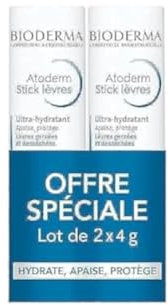 Bioderma Atoderm Barra de labios ultrahidratante, paquete de 2 x 4 g
