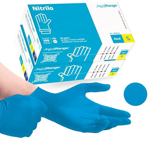 Farla Medical MediRange Guantes Nitrilo Talla S – Resistentes Guantes de Trabajo Azules Desechables – Guantes de Nitrilo Sin Polvo, Látex ni Proteína, Uso Médico, Alimentario – Pack de 200