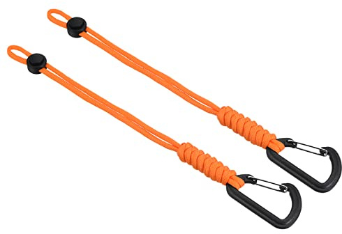 PATIKIL Badge Lanyard with Hook 10 Inch, 2Pcs Braided Wrist Keychain Strap Adjustable Cord Lock for Keys Wallets Outdoors, Orange