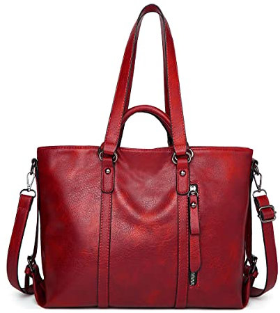 Aileese Tragetasche Handtaschen für Damen, Retro, weiches Leder, Hobo-Geldbörsen, modisch, Crossbody, große Schultertaschen, Stil 1 rot, 34,29 cm, Reisetasche