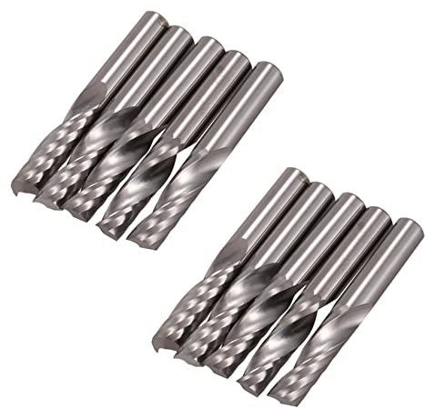 Aflytep - 10 piezas 6 mm 1/4 pulgadas de carburo CNC Router Bits una simple flauta herramientas de fresa en punta 22 mm