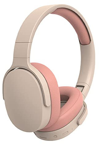 Satohom P2961 Auriculares Inalámbricos Bluetooth HD Micrófono Plegable Cascos Inalambricos Hi Fi Estéreo Cancelación Ruido Control Volumen Carga Rápida USB Inalambricos Auriculares(Naranja-Rosa)
