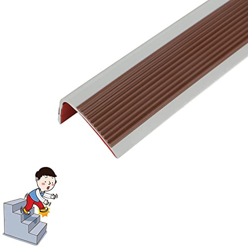 Treppenkantenprofil Selbstklebend 50x25mm, 100cm PVC Treppenkantenprofil, Selbstklebend Winkelprofil Anti-Rutsch Treppenkante (Brown)