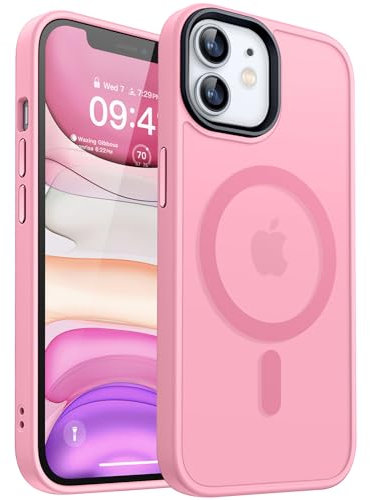 CANSHN Cover Magnetica Opaca per iPhone 11, [Compatibile con MagSafe] Custodia Traslucida Opaca Protettiva Sottile Antiurto 6,1 Pollici - Rosa