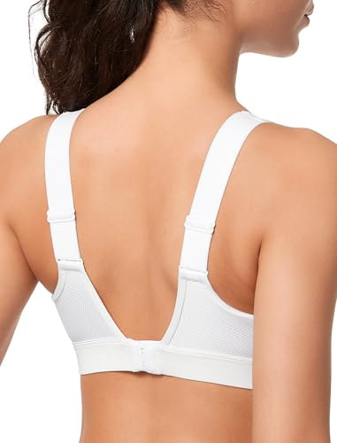 Yvette Sport BH U-Rücken Verstellbar Träger Starker Halt Gepolstert Fitness Joggen Bra,Weiß,4XL Große Größen