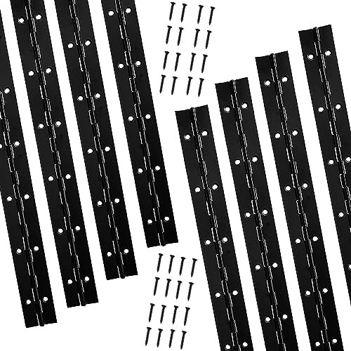 DRENIS 8PCS Heavy Duty Piano Hinge,12-Inch Black Continuous & Piano Hinges,0.05 Thickness,1.2 Open Width, Ideal for Folding Cabinet Doors, Black Stainless Furniture Hinges