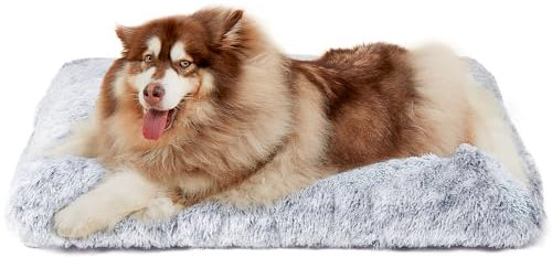 EHEYCIGA Flauschig Hundebett Grosse Hunde XXL, Hundekissen Waschbar, Kuschelig rutschfest Hundematte mit Langem Plüsch, Grau, 120x90cm