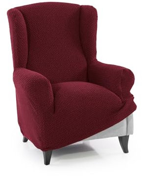 FAVERTI® Super elastischer Bezug für Ohrensessel, 1-Sitzer, 70 bis 100 cm, Modell Novele, Bordeaux, hochwertiger Schutz aus Jacquard-Stoff, Baumwoll-Touch, Ohrensesselschutz