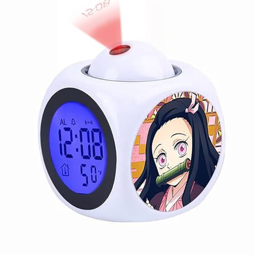 Xinchangda Kamado Nezuko Réveil Anime Kamado Tanjiro/Agatsuma Zen'itsu/Tomioka Giyuu Anime Projection LED Alarme numérique avec affichage de l'heure et de la température