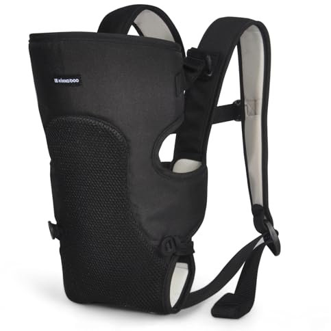 KikkaBoo Babytrage Neugeborenes MYRA, Ab 3 Monaten, Ergonomisch & Bequem, Für Babys bis 9 kg, 3 Tragepositionen, Atmungsaktives Netz, Verstellbare Schultergurte, Schwarz