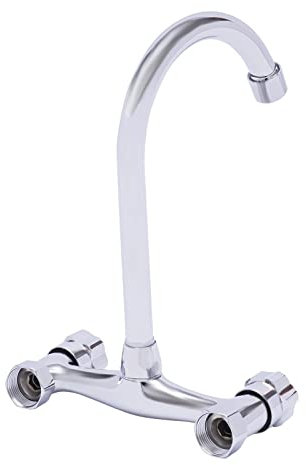 Grifo de cocina para montaje en pared, grifo de cocina, grifo monomando, montaje sencillo, grifo de pared, con giratorio de acero inoxidable, ducha extensible para rotación de 360°