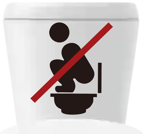 Adesivo di avvertimento per WC, segnale di avvertimento da parete del WC, adesivo di avvertimento anti-squatting rimovibile per WC, segnali di promemoria