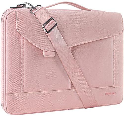 DOMISO 14 Pulgadas Bolsa de Funda para Portátil Resistente al Agua Maletín de Transporte para Lenovo Chromebook S330/Flex 4/Thinkpad L480 E480 T480s/HP ProBook 640 G4/Dell Inspiron 5480 5481,Rosa