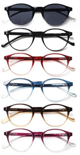 COJWIS 5 Pack Lesebrille Blaulichtfilter fur Damen Herren Federscharnier Brille Anti-Müdigkeit Blendfreie UV Lesehilfe (6 Pack Farbe, 2.50, multiplier_x)