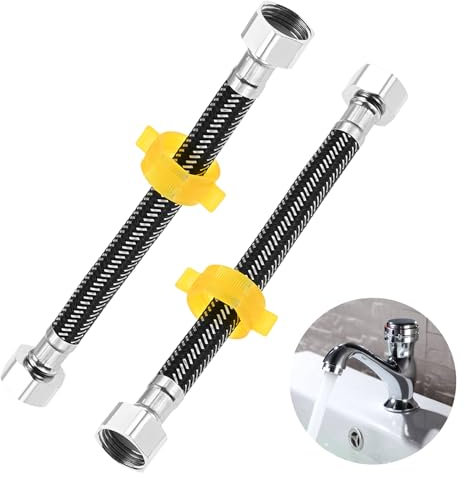 DRELD 2 Stück Flex Schlauch Armatur, Edelstahl Anschlussschlauch G1/2 x G1/2, Panzerschlauch Wasserhahn, Dusche Umflechtung Flexschlauch für Wasserhahn Mischbatterie (20CM)