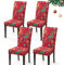 Weihnachten Stuhlhussen 4er Set Stretch Xmas Stuhlbezug Stuhlhussen für Esszimmerstühle Moderne Universal Weihnachtsstuhlbezüge Stuhlbezug für Weihnachts Esszimmer Hotel Party (4er Set, Rot-Elch)