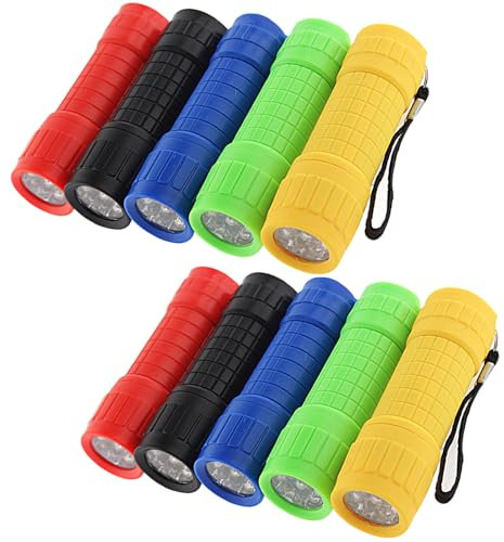 MODOAO Mini linterna de 9 LED de bolsillo pequeño ultra brillante con cordón, linternas de mano resistentes al agua para senderismo, camping y otras actividades al aire libre (paquete de 10)
