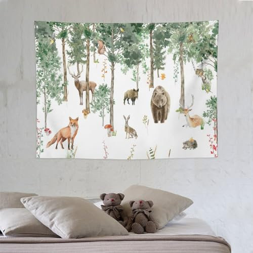 KWQDOZF Rustikaler Wandteppich, Wandbehang, rustikale Hütte, Jagd, Wildtiere, Wandteppiche, Heimdekoration für Wohnzimmer, Schlafzimmer, Wohnung, Bauernhaus, Wohnheim, 76,2 x 101,6 cm